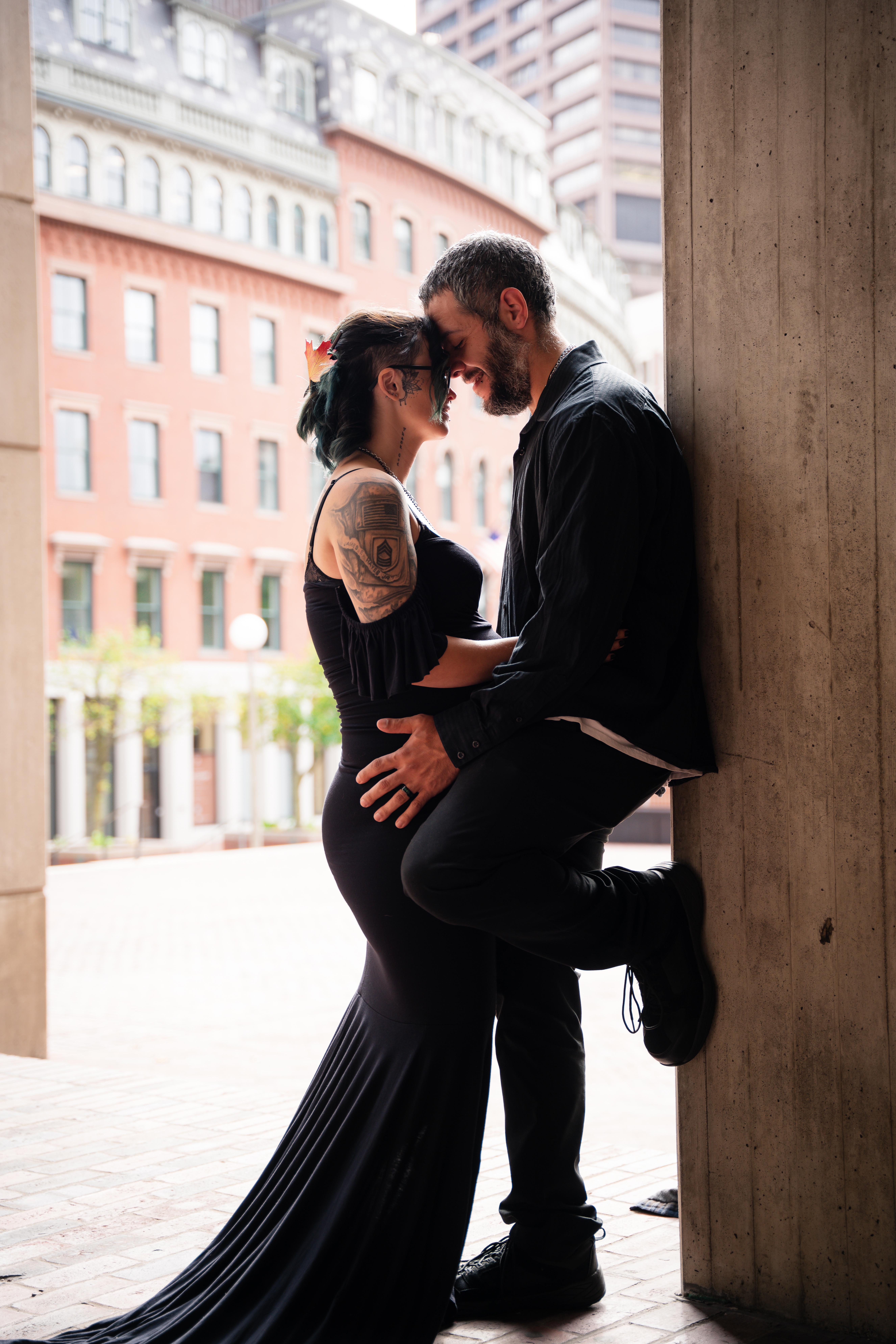 Cinematic couple portrait at golden hour